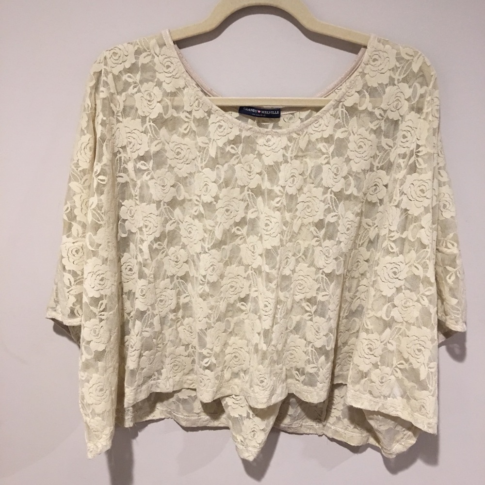 🎂 Brandy Melville Lace Over Sized Cropped Top